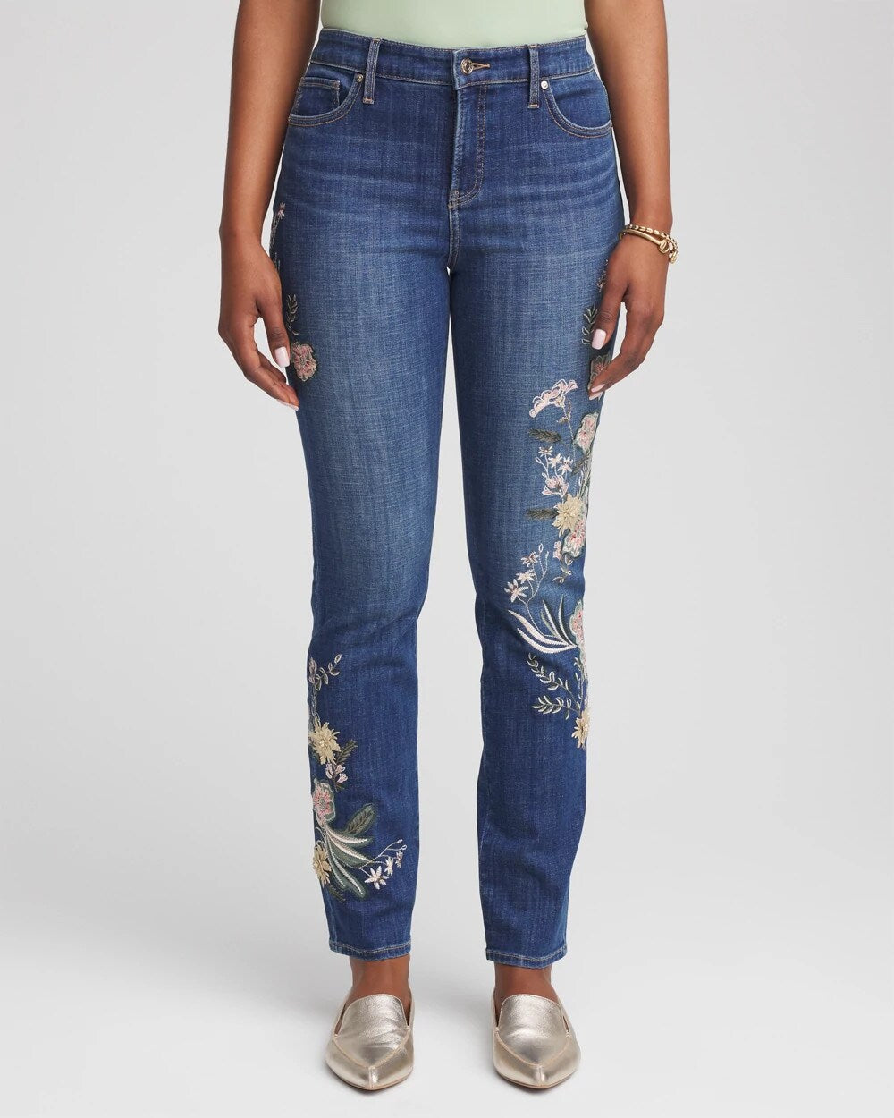 Chico's - Appliqué Girlfriend Slim Ankle Jeans