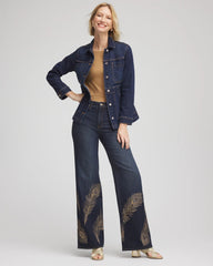 Chico's - Embellished High-Rise Wide-Leg Jeans