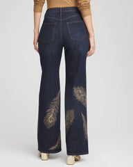 Chico's - Embellished High-Rise Wide-Leg Jeans