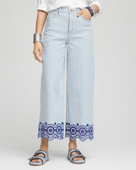Chico's - Eyelet High-Rise Wide Cropped Jeans