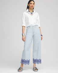 Chico's - Eyelet High-Rise Wide Cropped Jeans