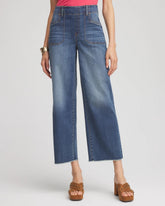 Chico's - Pull-On Cropped Wide-Leg Frayed Jeans