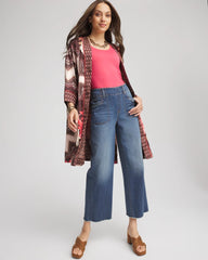 Chico's - Pull-On Cropped Wide-Leg Frayed Jeans