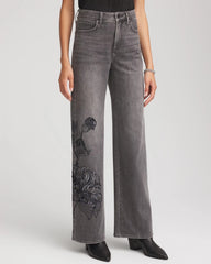 Chico's - Printed High-Rise Wide-Leg Jean