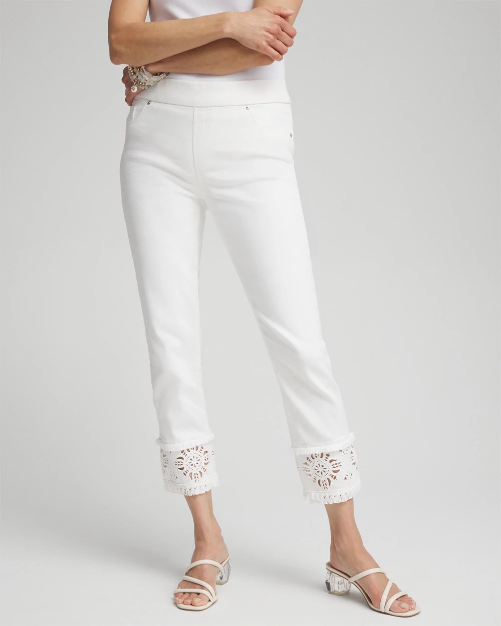 Chico's - No Stain Embellished Pull-on Cropped Jeans