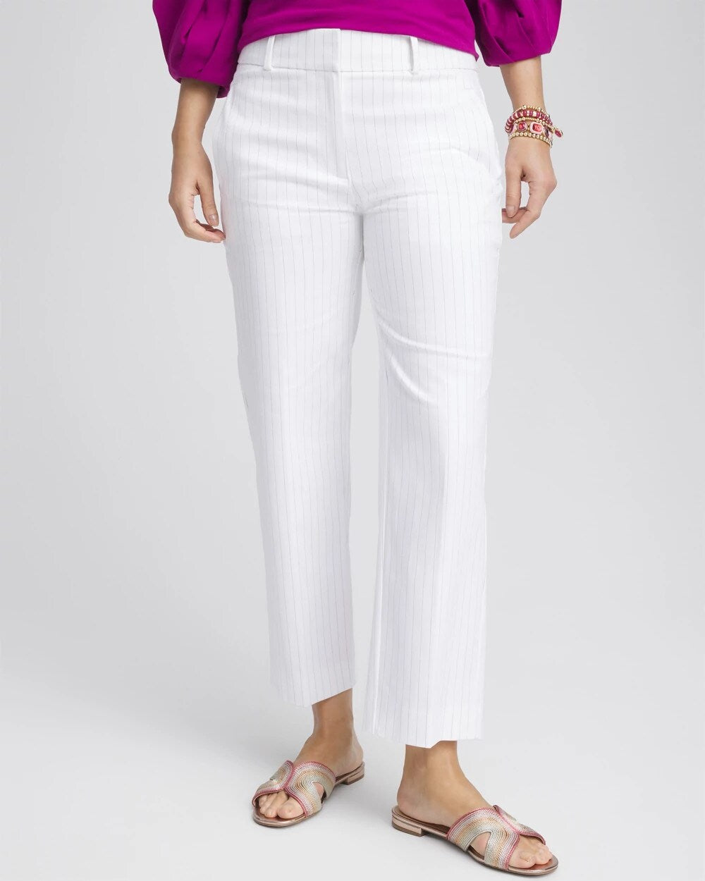 Chico's - Striped Straight-Leg Cropped Pants