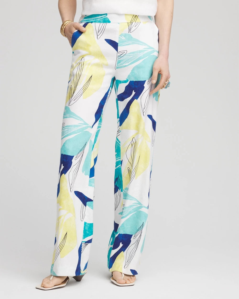 Chico's - Tropical Linen Stretch Relaxed Pants