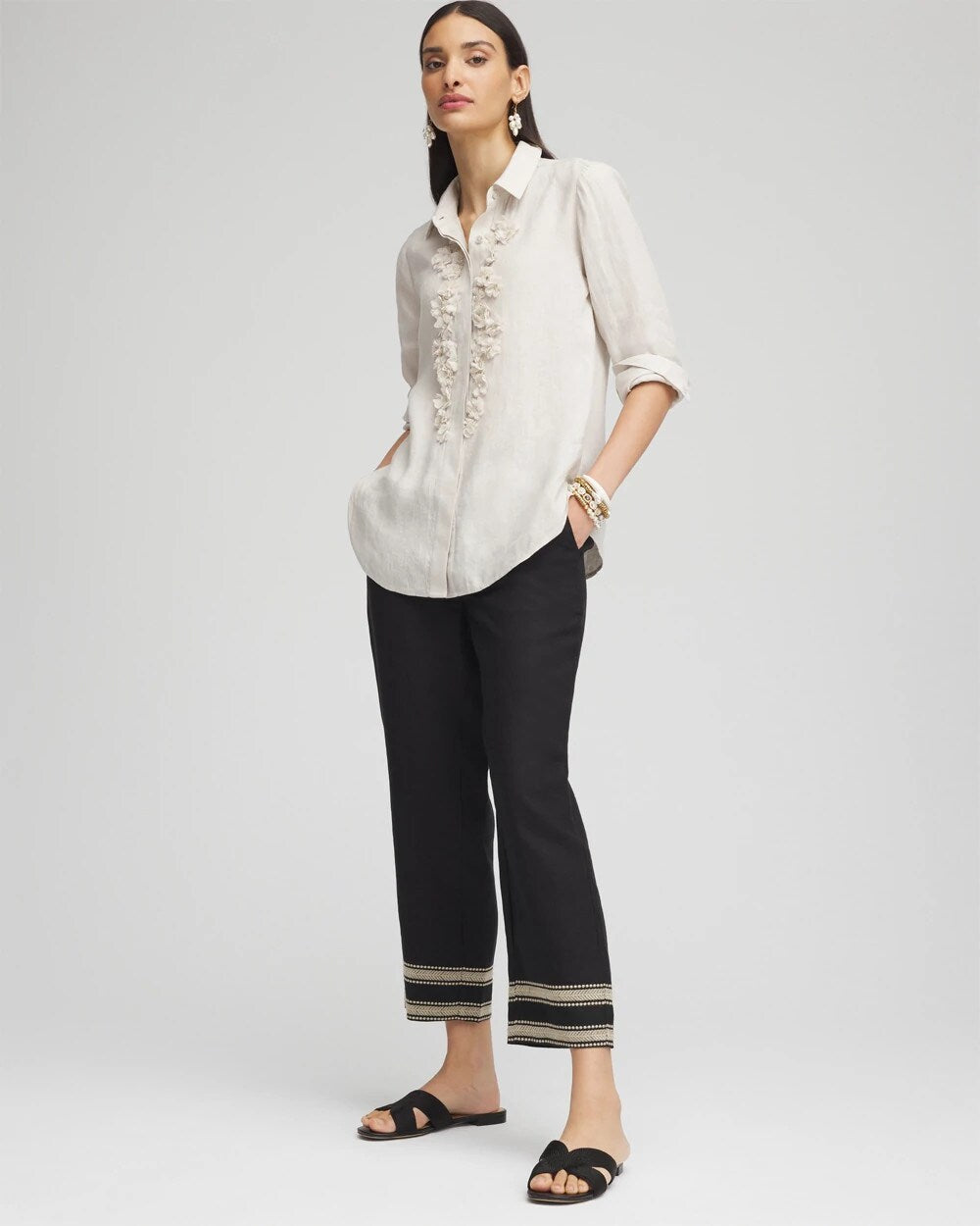 Chico's - Linen Elastic Waist Cropped Pants