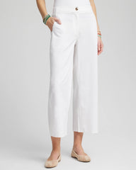Chico's - Ribbed Waist Linen Blend Straight-Leg Cropped Pants