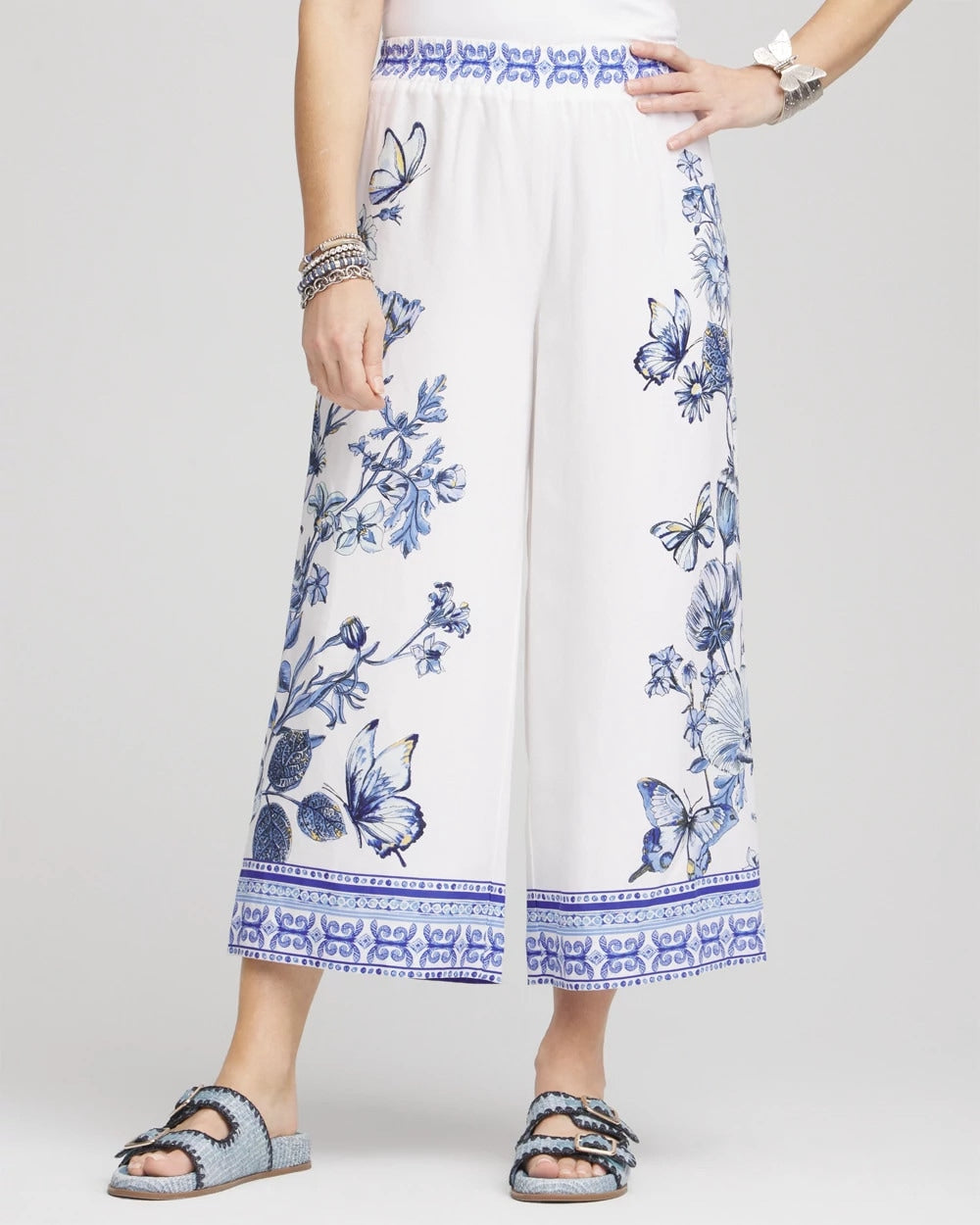 Chico's - Butterfly Pull-On Linen Cropped Pants