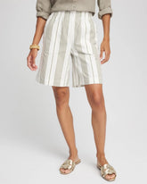 Chico's - Striped Cotton-Linen Pull-On Utility Shorts