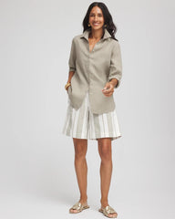 Chico's - Striped Cotton-Linen Pull-On Utility Shorts