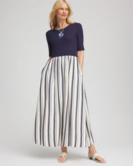 Chico's - Mixed Metallic Striped Maxi Dress