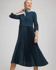 Chico's - Satin-Knit Pleated Midi Dress