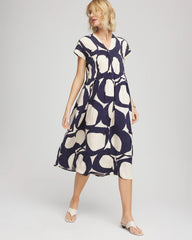 Chico's - Printed Silk-Twill Popover Midi Dress