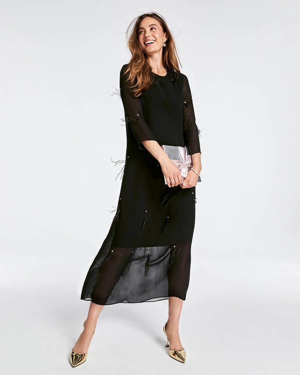Chico's - Feathered Georgette Popover Dress