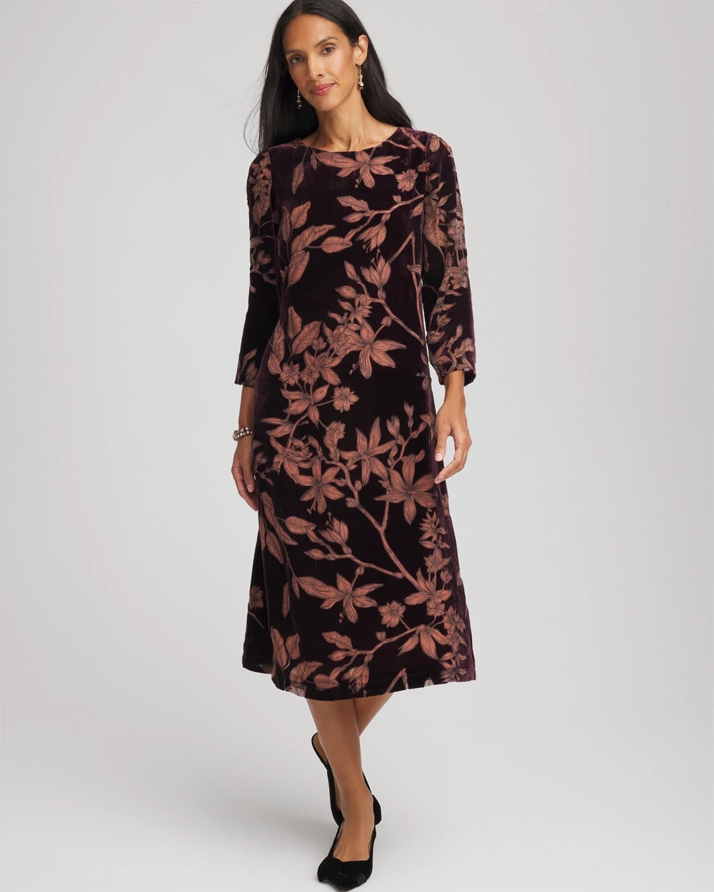 Chico's - Burnout Velvet Midi Dress