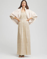 Chico's - Metallic Knit Pleated Maxi Dress