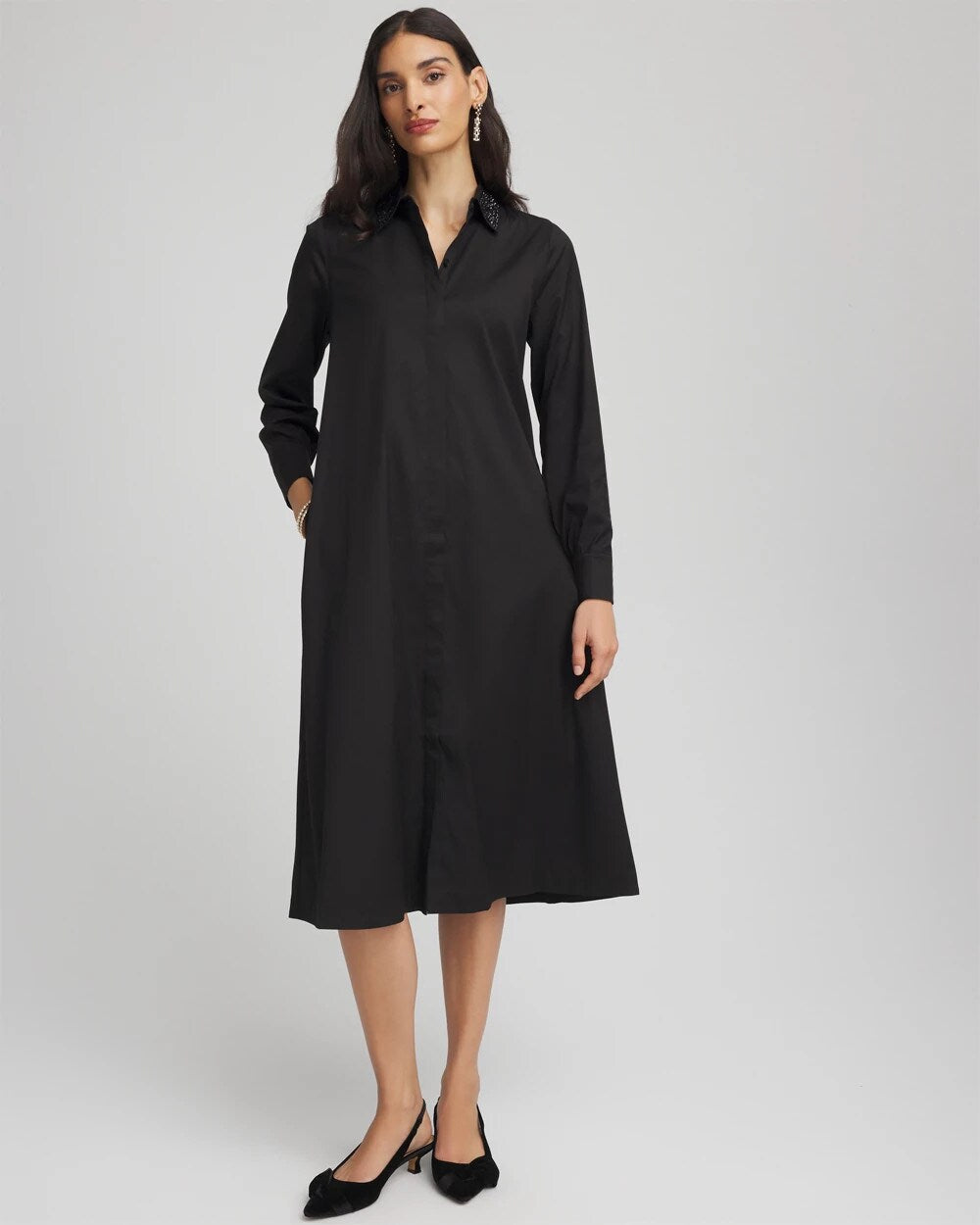 Chico's - Sequin Collar Midi Shirtdress