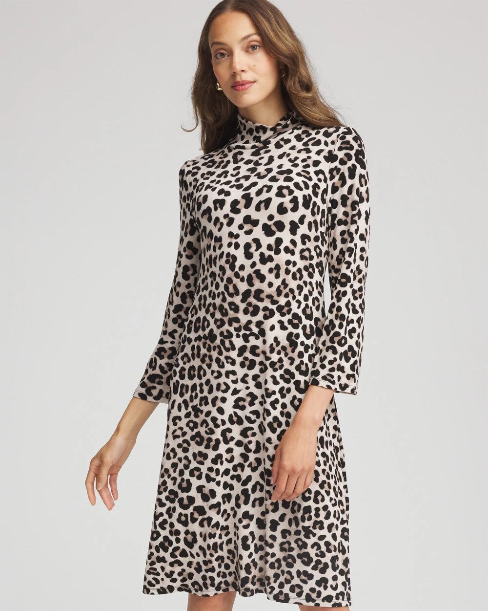 Chico's - Travelers™ Animal-Print Mockneck Midi Dress