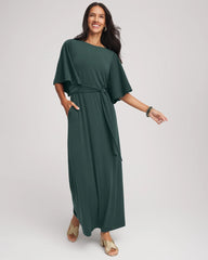Chico's - Belted Flutter-Sleeve Maxi Dress