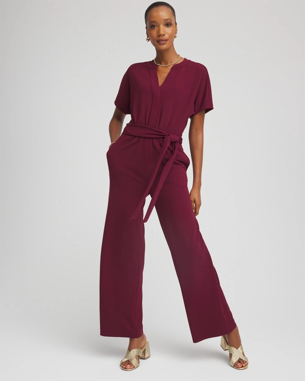 Chico's - Belted Dolman-Sleeve Jumpsuit