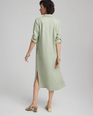 Chico's - Linen Embellished Midi Shirt Dress