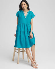 Chico's - Linen Embellished Cap Sleeve Dress
