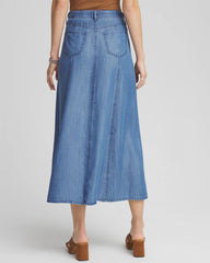 Chico's - Lightweight Denim Fly Front Midi Skirt