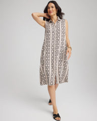 Chico's - Printed Sleeveless Silk-Twill Shirtdress