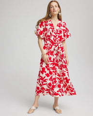 Chico's - Floral Ruffle-Sleeved Midi Dress