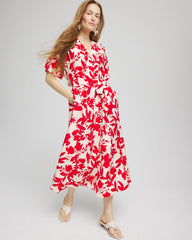 Chico's - Floral Ruffle-Sleeved Midi Dress