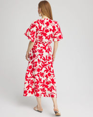 Chico's - Floral Ruffle-Sleeved Midi Dress