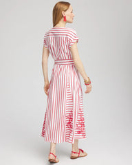 Chico's - Embroidered Godet Striped Maxi Dress