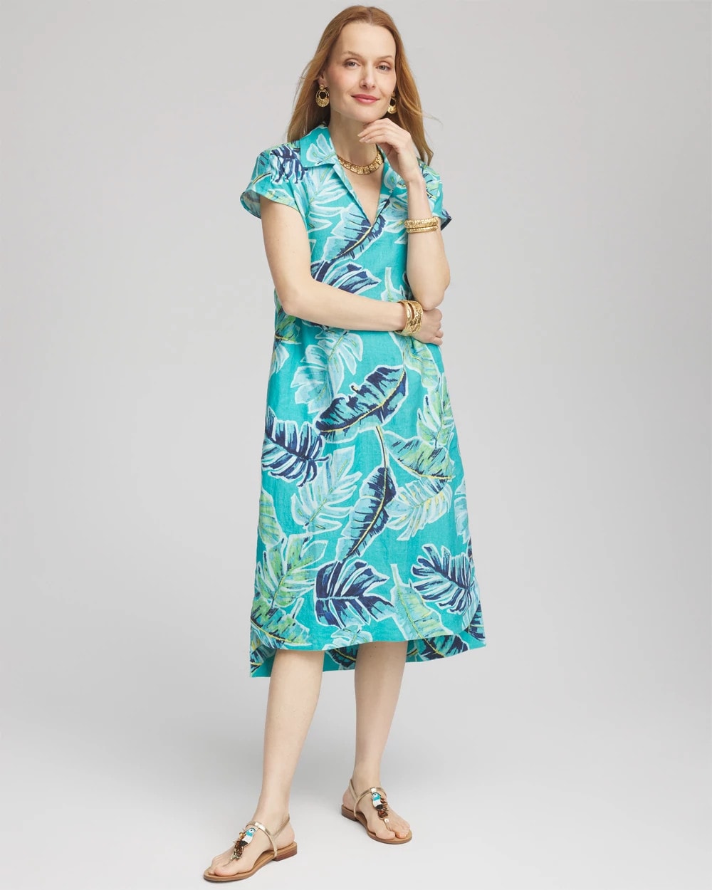 Chico's - Tropical Linen Midi Dress