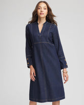 Chico's - Denim Splitneck Knee-Length Dress