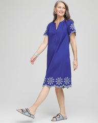 Chico's - Embroidered Poplin Popover Dress
