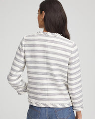 Chico's - Striped Tweed Collarless Box Jacket