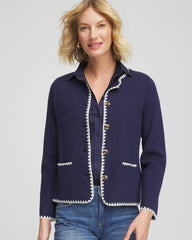 Chico's - Blanket Stitch Crewneck Cardigan