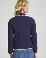Chico's - Blanket Stitch Crewneck Cardigan