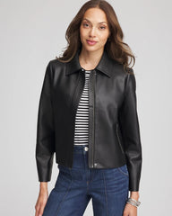 Chico's - Faux Leather Zip-Front Jacket