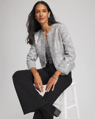 Chico's - Silver Sequins Tweed Jacket