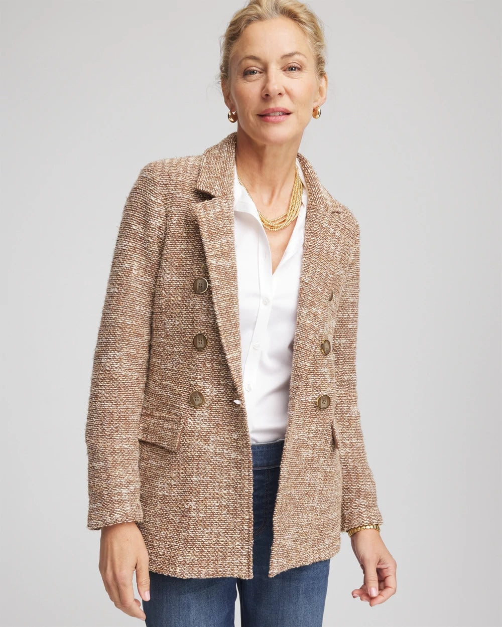 Chico's - Tweed Double-Breasted Blazer