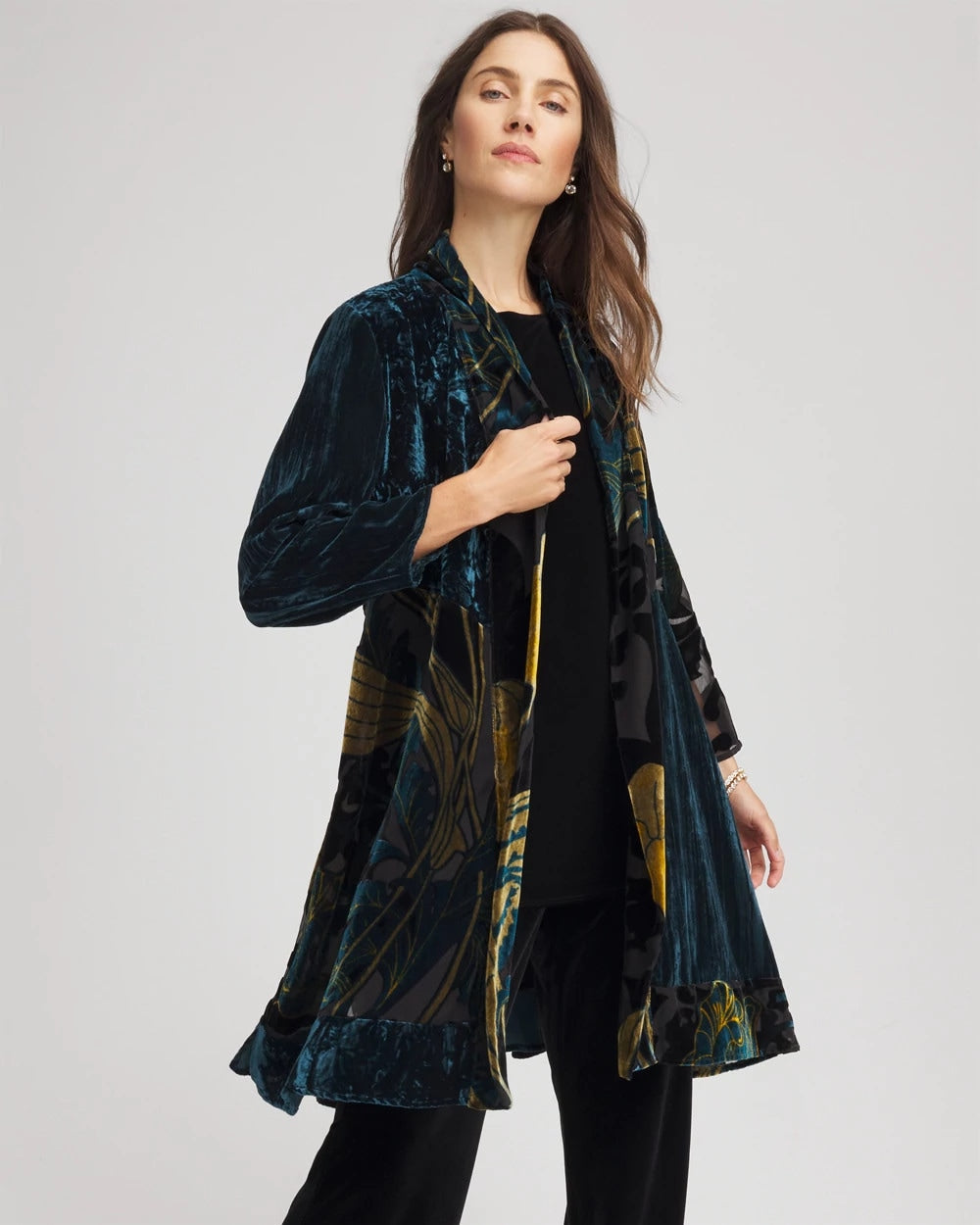 Chico's - Travelers™ Collection Floral Burnout Kimono Jacket