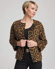 Chico's - Fuzzy Collarless Animal Print Jacket