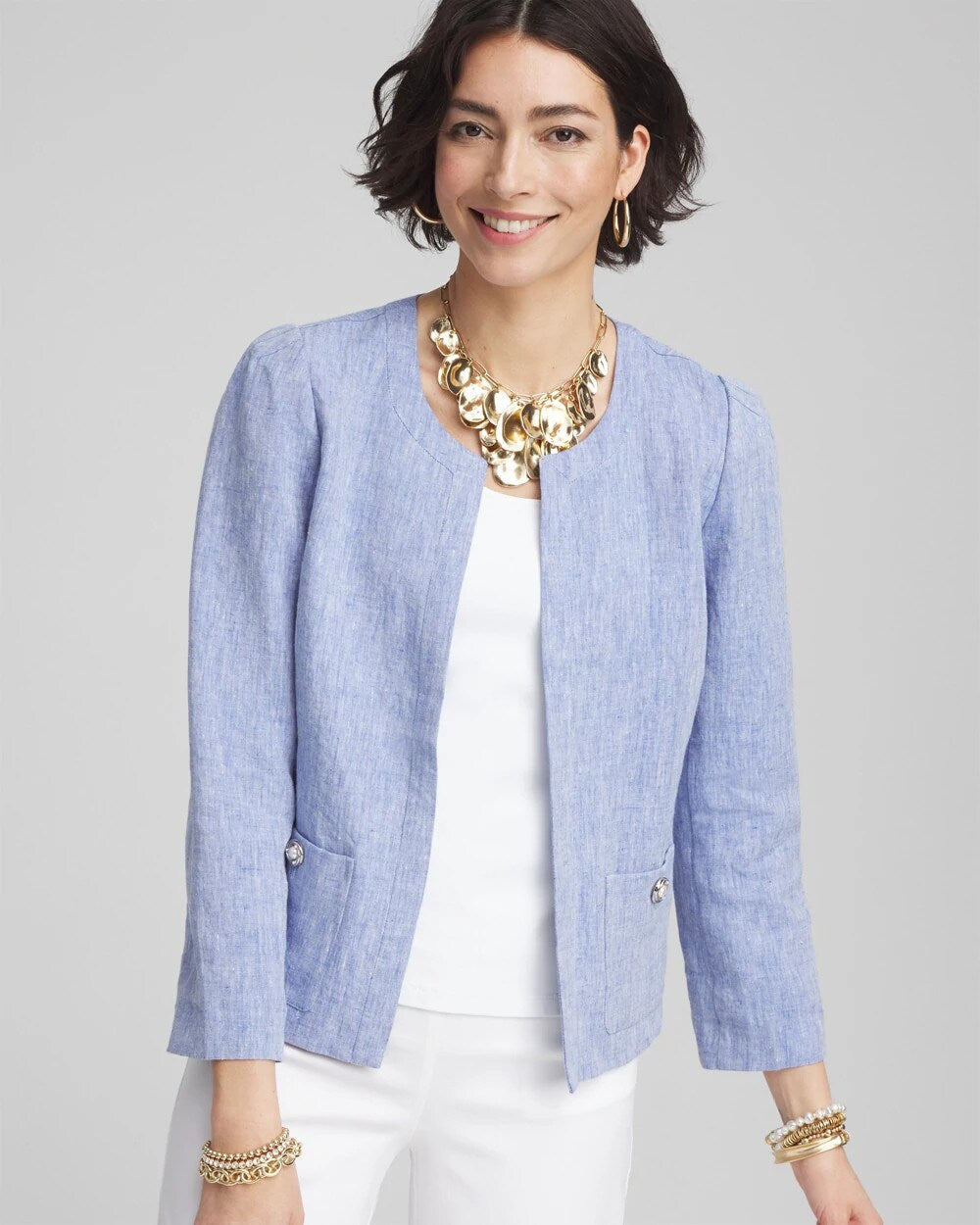 Chico's - Collarless Linen Blazer