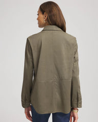 Chico's - Suede Collared Long-Sleeved Shacket