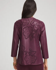 Chico's - Travelers™ Collection Faux Leather Embroidered Jacket