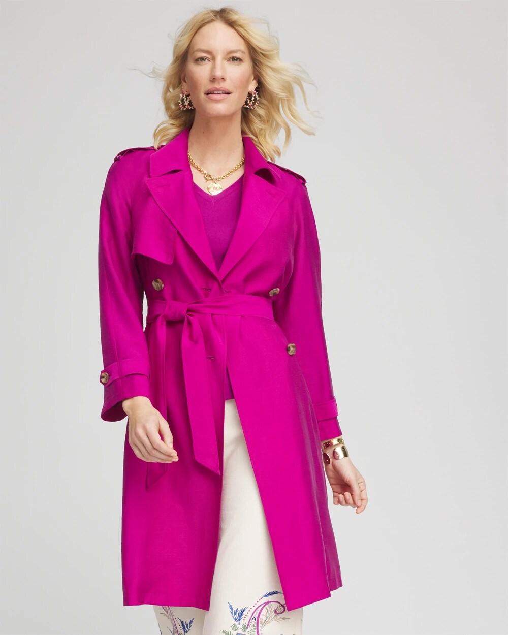 Chico's - Double-Breasted Trench Coat