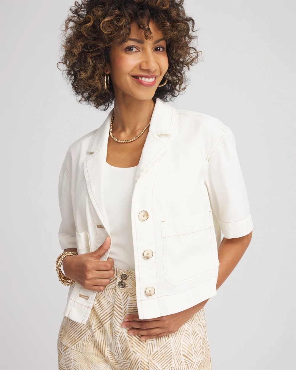 Chico's - Soft-Stretch Short Cotton Shacket